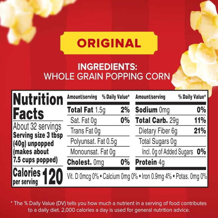 Orville redenbacher simply salted popcorn nutrition facts