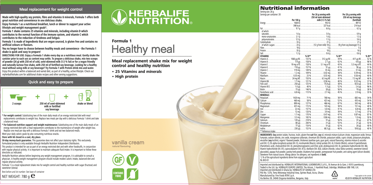 Herbalife shakes nutritional information shake formula mix vanilla health