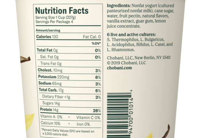 Chobani low fat greek yogurt nutrition facts