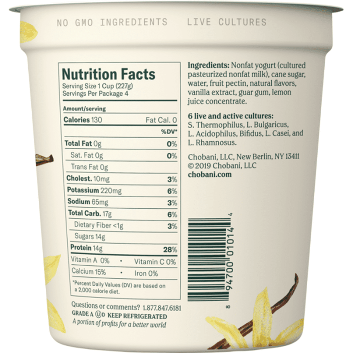 Chobani low fat greek yogurt nutrition facts